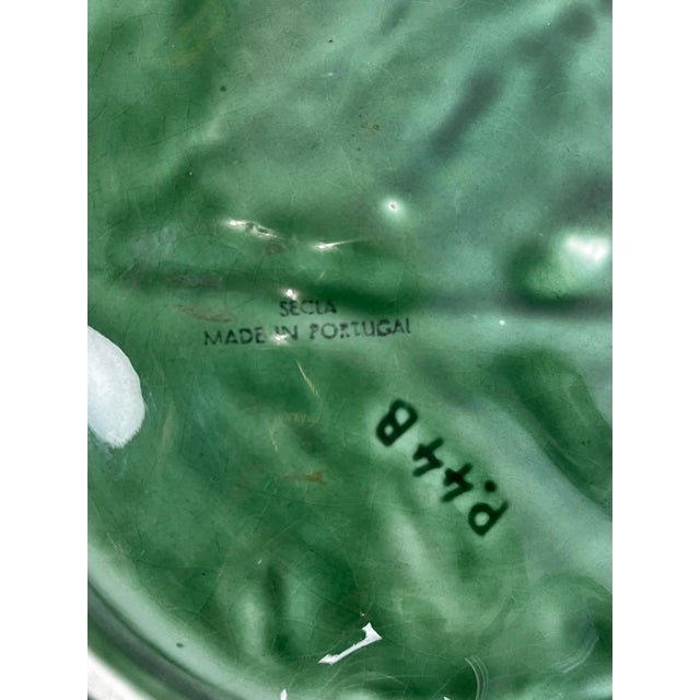 Vintage Secla Green Cabbage Ware Serving Bowl Made in Portugal For Sale - Image 9 of 9
