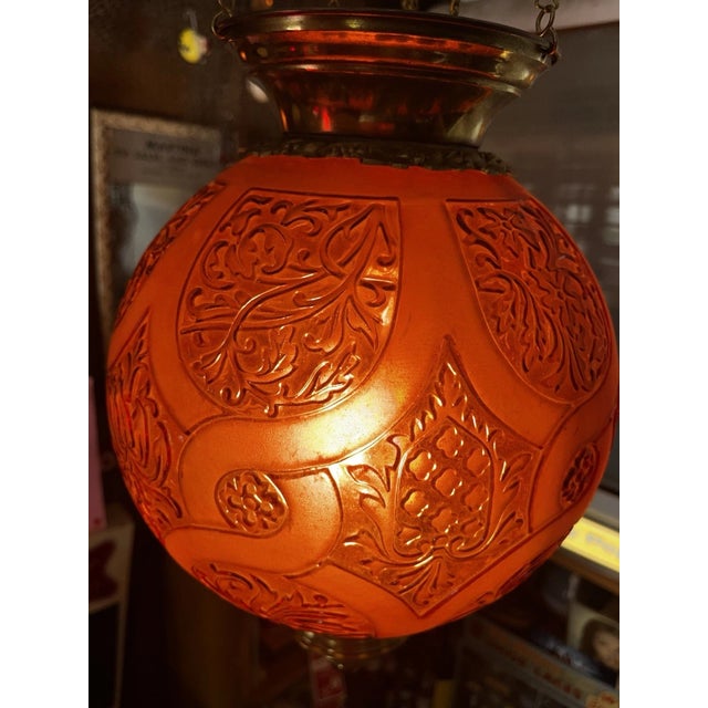 Glass 19thc French Napoleon III Red Art Glass Hanging Lantern Fixture Signed by Baccarat For Sale - Image 7 of 18