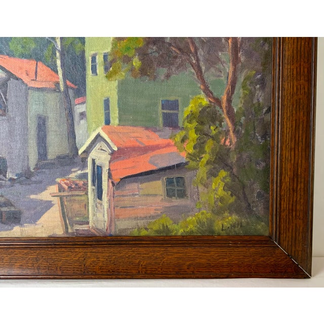 Green 1930's Scenic Oil on Canvas - Framed Painting For Sale - Image 8 of 13