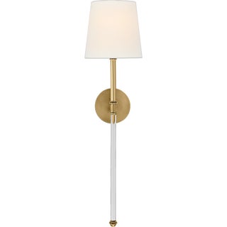 Suzanne Kasler for Visual Comfort Signature Camille Large Tail Sconce in Hand-Rubbed Antique Brass with Linen Shade For Sale