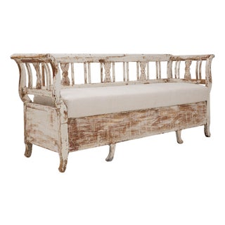 19th Century Scandinavian Upholstered Bench For Sale