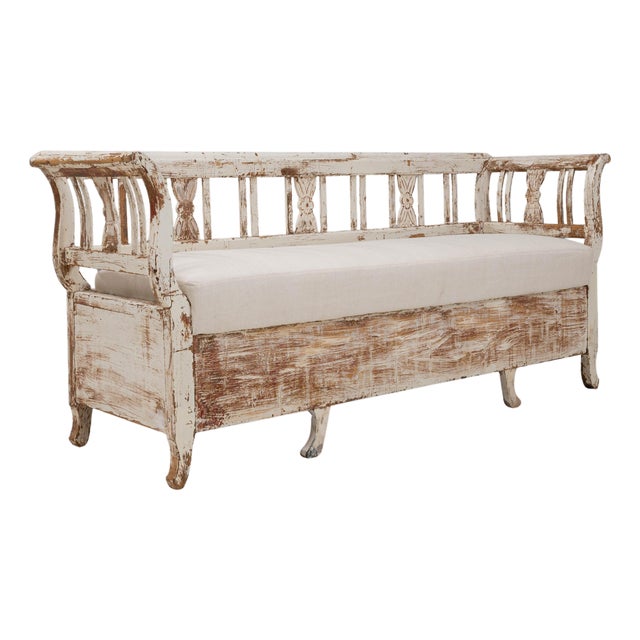 19th Century Scandinavian Upholstered Bench For Sale