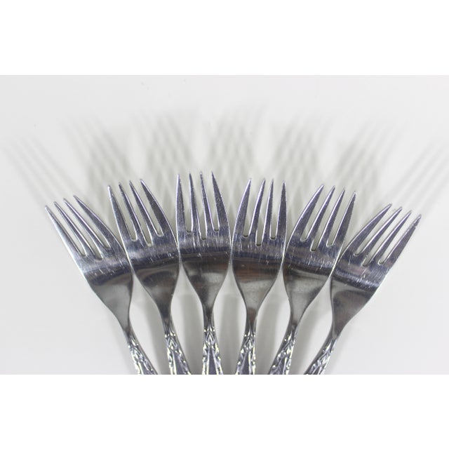 1960’s Mid Century ModernVenetia Dinner Fork Stainless Steel Oneida Community Matching - Set of 6 For Sale - Image 6 of 11