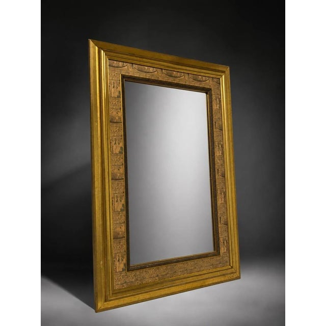 Ornate Egyptian Revival Gold Framed Wall Mirror For Sale - Image 4 of 8