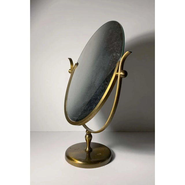 Mid-Century Modern Vintage Brass Table Mirror Attributed to Charles Hollis Jones For Sale - Image 3 of 8