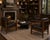 A striking and unusually architectural set of four 1980s solid wood armchairs featuring substantial hardwood construction,...