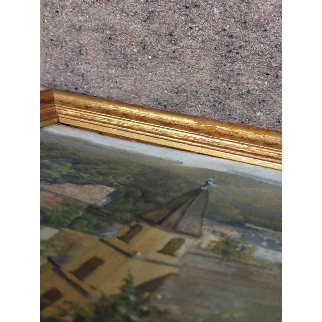 Framed Oil on Board of H. Rossler's "Landscape and Buildings Exterior View" For Sale - Image 10 of 10