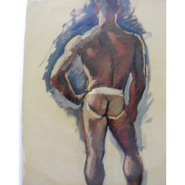 Art Deco Robert Whitmore Oil Painting on Canvas of Partially Nude Male For Sale - Image 3 of 8