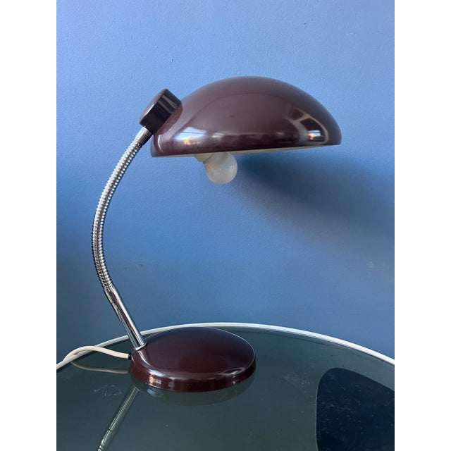 Metal Large Mid-Century Brown Desk Lamp For Sale - Image 7 of 12
