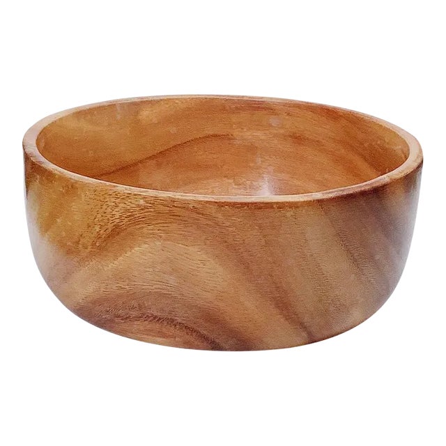 Mid-Century Hand Turned Bowl From Single Piece of Wood With Mid-Century Modern Blonde Wavy Grain For Sale