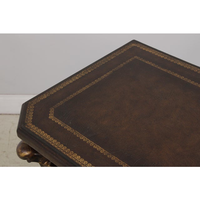 Designer Metal Base Leather Top Console Table For Sale - Image 9 of 18