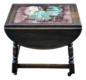Mid-Century Jacobean Style Swedish Drop Leaf Side Table