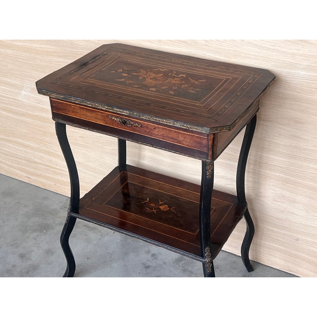 Late 19th Century Sewing Table in Wood Marquetry and Brass, France, 1890s For Sale - Image 13 of 16