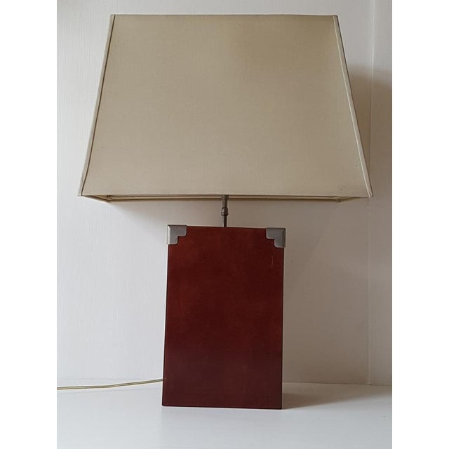 Brown Leather Lamp by Jacques Adnet, 1970s For Sale - Image 8 of 9