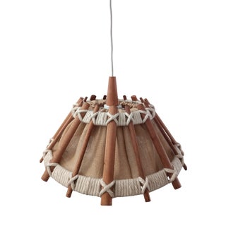 Hanging Lamp in Wood and Rope, 1990s For Sale