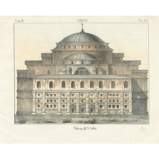 Brown Church of Saint Sophia, 1842, Hand Colored Lithograph For Sale - Image 8 of 8