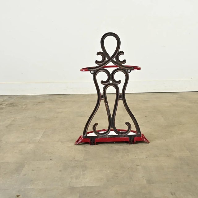 French Art Nouveau Enameled Cast Iron Umbrella Stand For Sale - Image 9 of 10