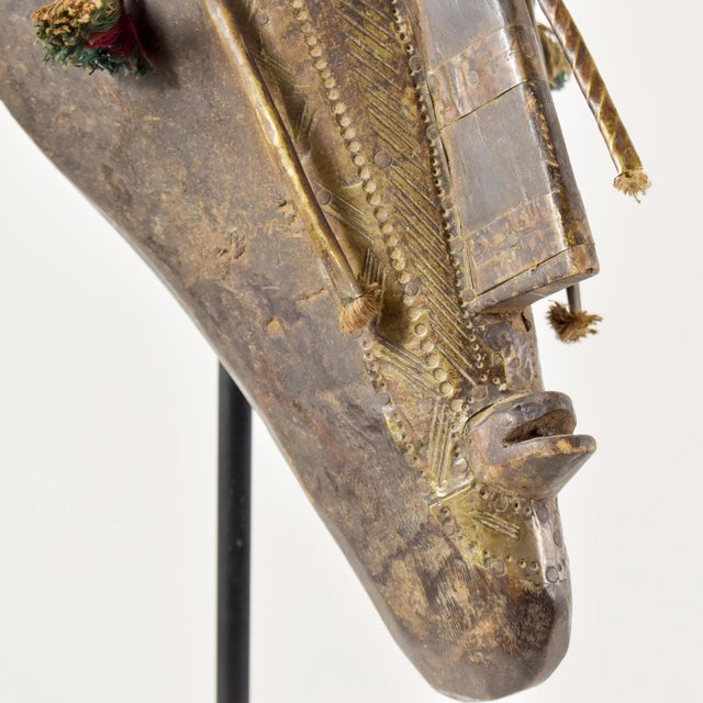 Wood Early 20th Century Marka Embossed Metal Mask Mali For Sale - Image 7 of 10