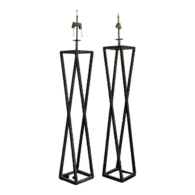 Vintage Boho Brutalist Floor Lamps - Set of 2 For Sale