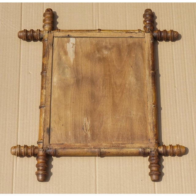 Brown Antique English Faux Bamboo Wall Mirror with Foxed Glass For Sale - Image 8 of 9