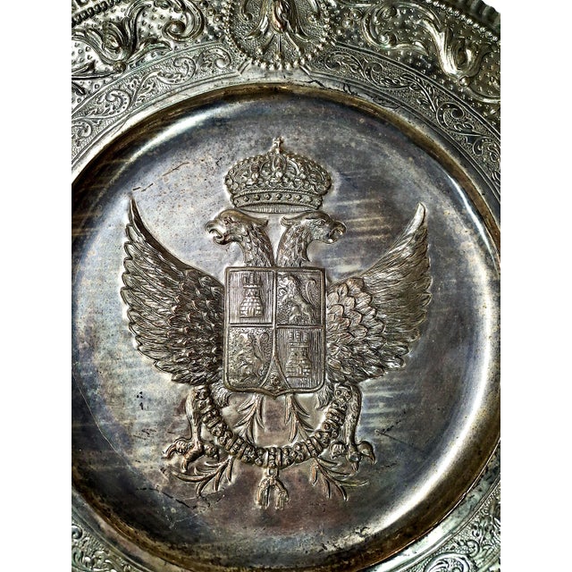 Traditional 19th-Century Russian Silver Plate Coat of Arms Plaque For Sale - Image 3 of 10