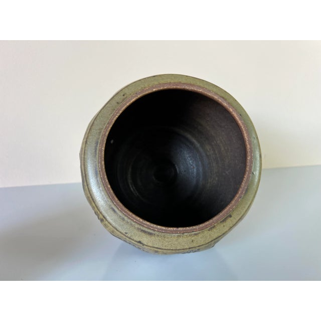 Ceramic Mid-Century Speckled Glaze Studio Pottery Jar With Lid/ Sold For Sale - Image 7 of 10