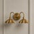 Brass 2-Light Vanity Sconce With Scalloped Shades, Bathroom Wall Light, Brass Swan-Neck Wall Sconce For Sale - Image 4 of 8