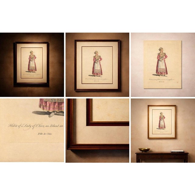 Antique Costume Print Lady of Chio Greek Island Dress Jefferys 1749 This finely detailed engraving depicts a lady of Chio,...