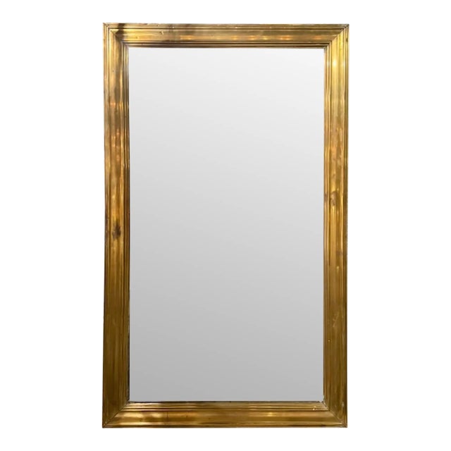 19th Century Transitional Antique Brass Bistro Mirror For Sale