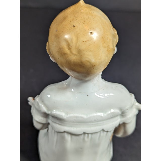 Late 19th Century Antique Victorian Bisque Porcelain Piano Sitting Baby, German Backstamp For Sale - Image 5 of 7