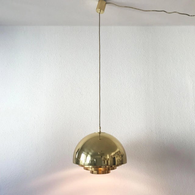 Mid-Century Modern Brass Dome Pendant Lamp from Vereinigte Werkstätten For Sale - Image 4 of 11