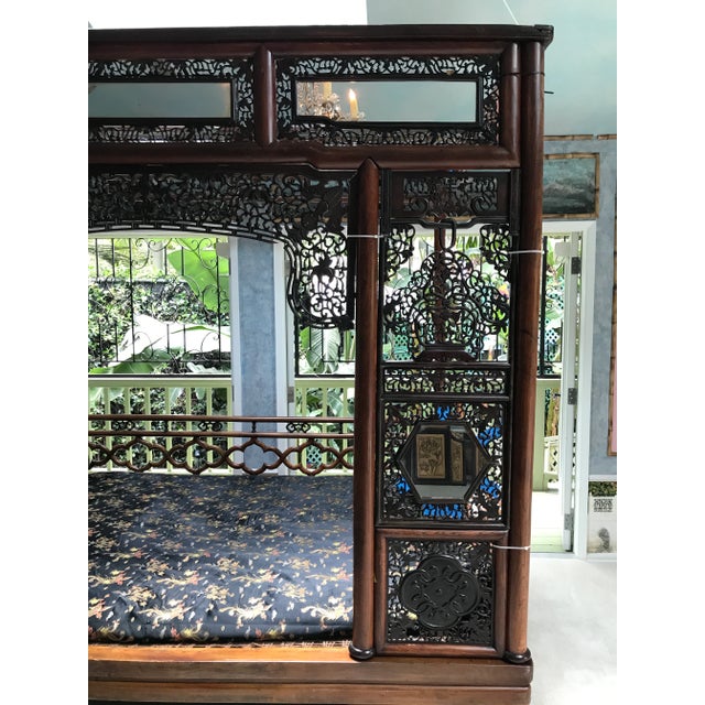 Brown 19th Century Chinese Wedding Opium Canopy Bed, Lacquered For Sale - Image 8 of 13