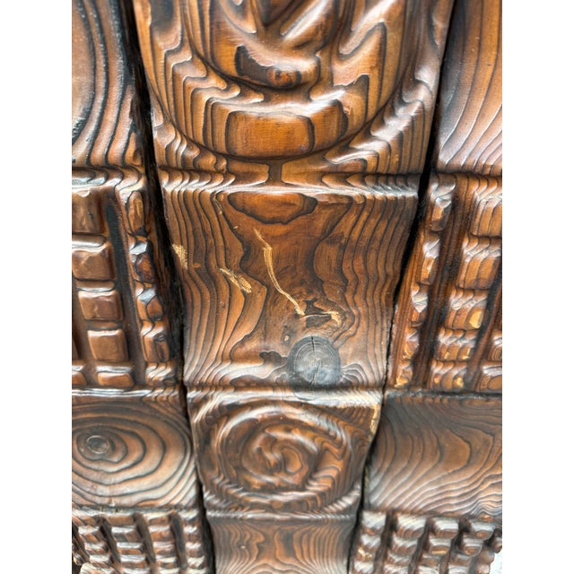 Spanish 1960s Tiki Chateau Hand Carved Cedar Wood Screen or Room Divider by Witco For Sale - Image 3 of 9