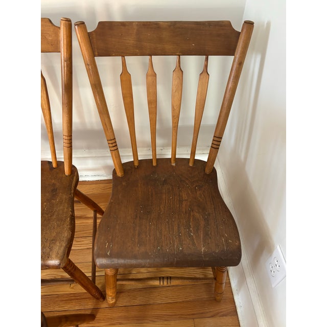 Antique Rustic Arrowback Windsor Dining Chairs Single Plank - A Set of Six For Sale - Image 12 of 12