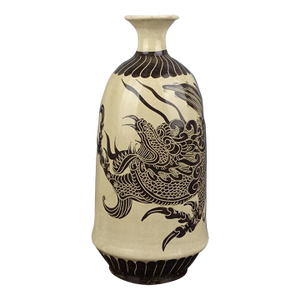 Vintage Chinese Porcelain Song Cizhou Kiln Porcelain Meiping Hand Painted Dragon Pattern Vase, Cizhou Ware Ceramic Plum Bottle