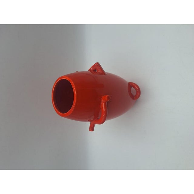 Vintage Vase in Orange Glazed Clay by Alessandro Mendini for Zanotta, 1980s For Sale - Image 6 of 9
