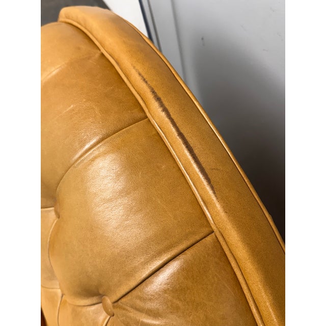 Crate & Barrel Rollins Camel Leather Button-Tufted Chair + Ottoman For Sale - Image 12 of 12