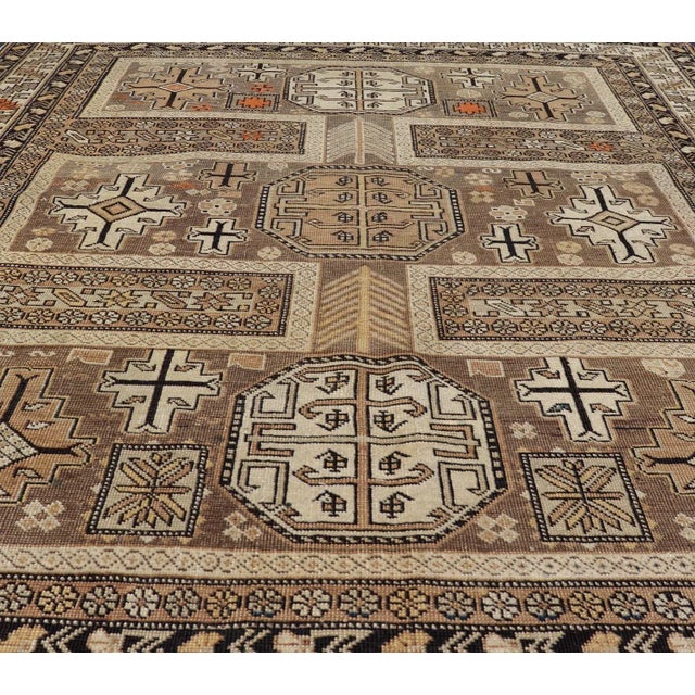 Early 20th Century Early 20th Century Antique Tribal Caucasian Rug With All-Over Motif in Muted Neutrals For Sale - Image 5 of 9