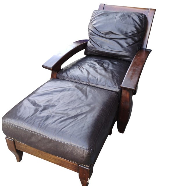 Vintage Classic Comfort & Robust, Rustic Design of Vintage Cibola Full Grain Italian Leather Armchair & Ottoman For Sale - Image 12 of 12
