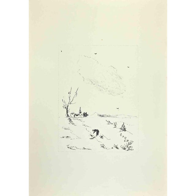 Cloud is an artwork realized by Filippo De Pisis (1896, Ferrara - 1956, Milano) in 1968. Black and white lithograph. Good...