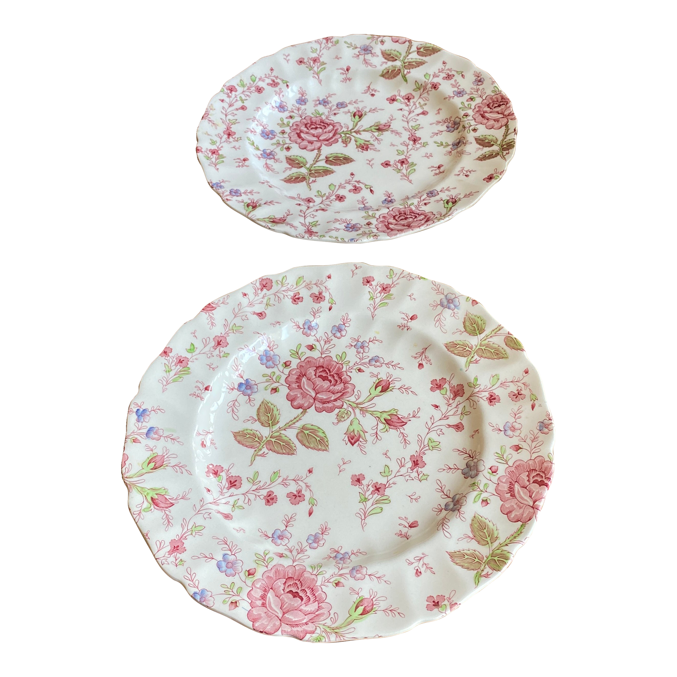 1970s Johnson Brothers Rose Chintz Dinner Plates- Set of 2 | Chairish