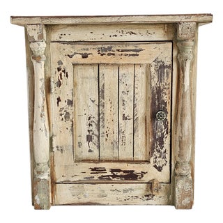 Vintage Primitive Farmhouse Style Distressed Finish Cabinet For Sale