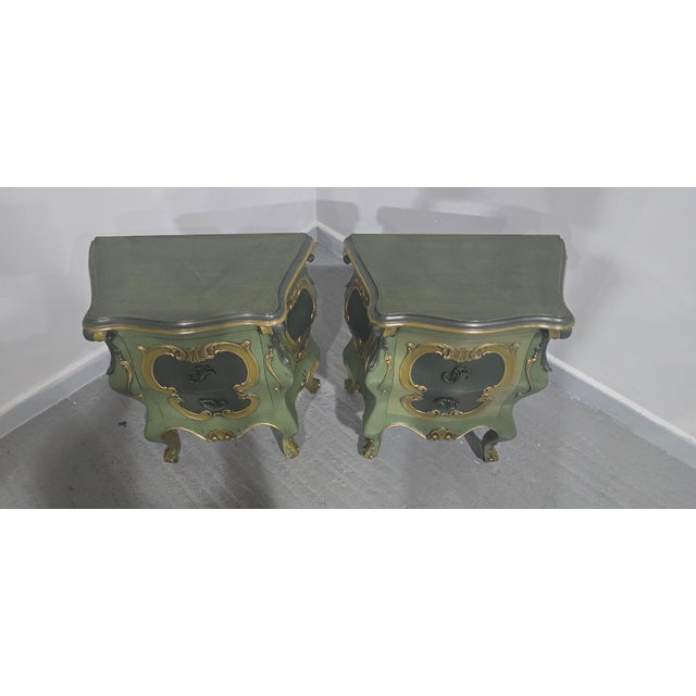 Blue French Painted Bedside Chests of Drawers, 1920s, Set of 2 For Sale - Image 8 of 9