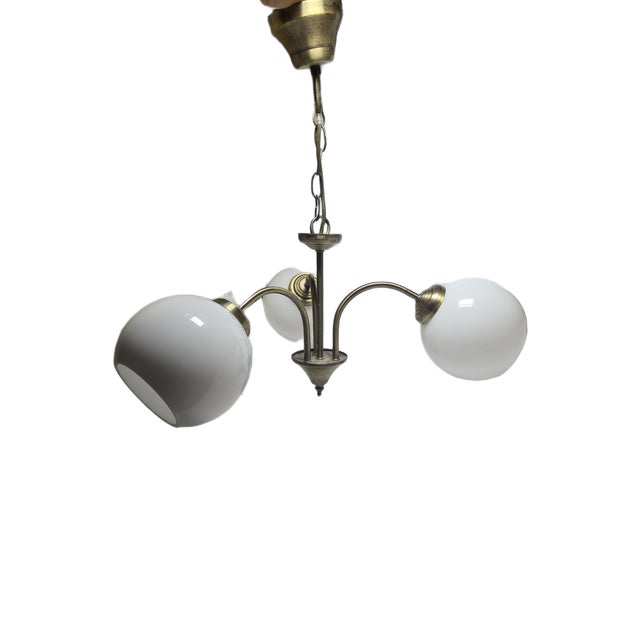 Metal Art Deco Glass Chandelier, Poland, 1970s For Sale - Image 7 of 11