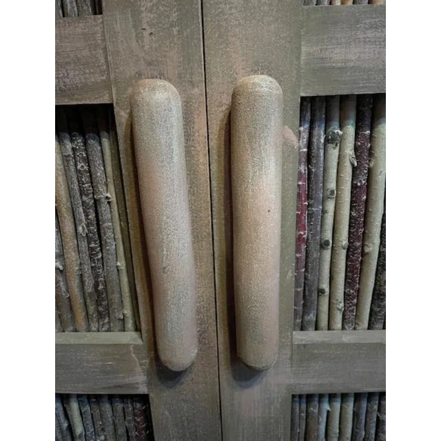 1970s Hand Crafted/Painted Log Wood Cabinet With Twig Doors & 3 Drawers For Sale - Image 12 of 12