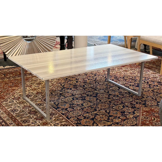 Contemporary Stone + Steel Coffee Table For Sale - Image 4 of 12