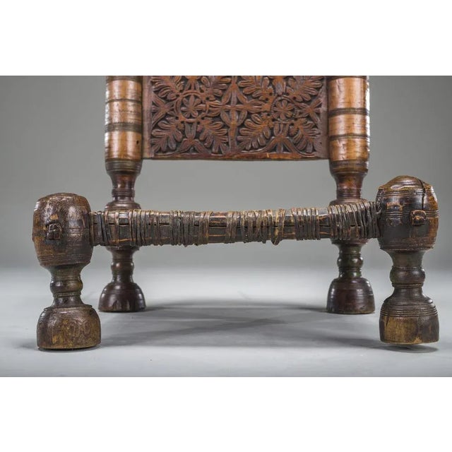 Early 20th Century Handmade Low Cedar Chair, Nuristan, 1890s For Sale - Image 6 of 14