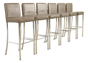 Steelcase Coalesse Modern Leather and Chrome Bar Stools, Set of Six