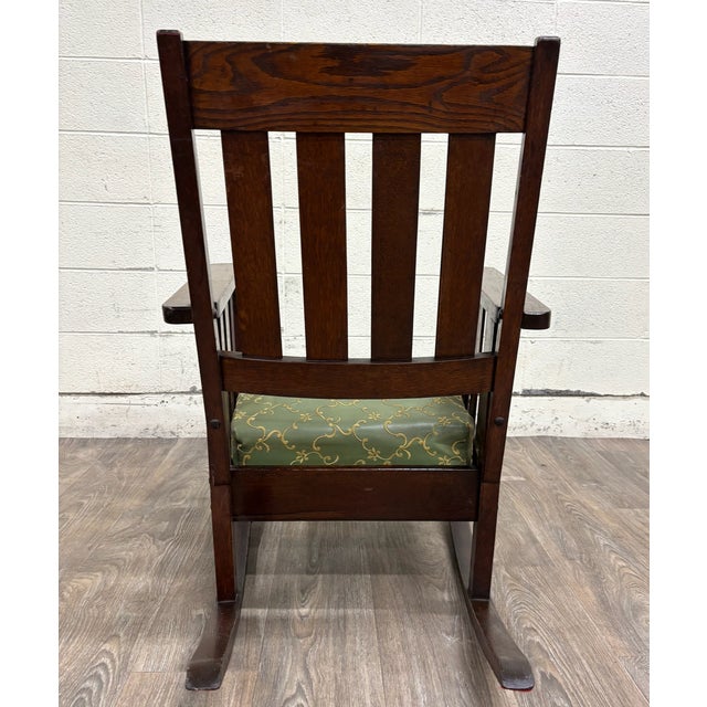 Mission Antique American Arts & Crafts Mission Oak Rocking Chair For Sale - Image 3 of 9