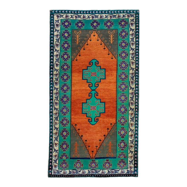 Vintage Turkish Rug 3'11" x 6'7" For Sale